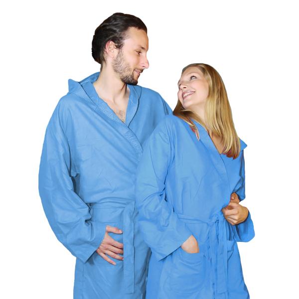 Peignoir en microfibre, 80% polyester, 20% polyamide, bleu clair, XXL