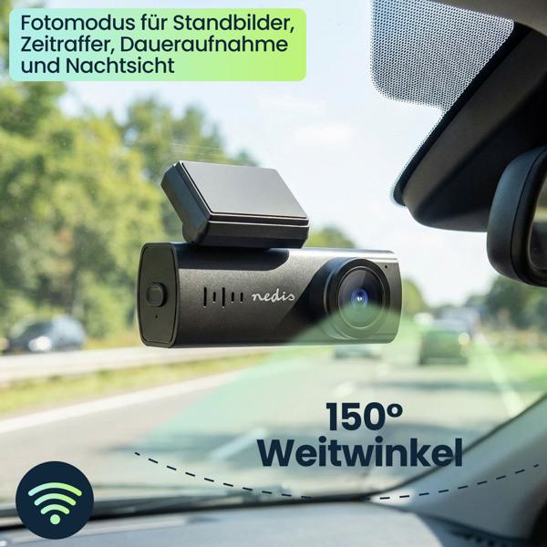 Full-HD Dashcam, 2MP, 150° Weitwinkel, Nachtsicht, Akku, Fotomodus, gestochen scharfe Aufnahmen, hohe Sicherheit