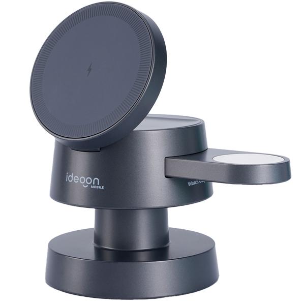 Chargeur à induction sans fil 3 en 1 avec veilleuse (15 W) USB-C – noir – pour smartphones, montres, écouteurs – plus d’ordre et de confort