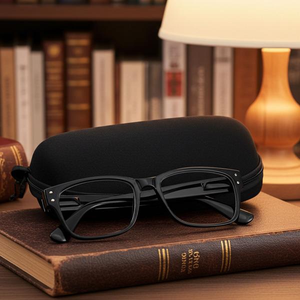 Modische Lesebrille mit Brillenetui, +2,0 dpt, schwarz: Klassische Sehhilfe für Damen & Herren, elegant, komfortabel & robust