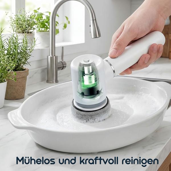 Elektrische Reinigungsbürste mit 6 Aufsätzen, Akku (5W): Kabellos & kraftvoll – Für Bad, Küche & Auto – Mühelos sauber