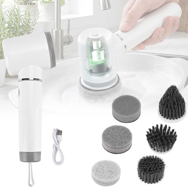 Electric cleaning brush with 6 attachments, rechargeable battery (5W): Cordless & powerful 
