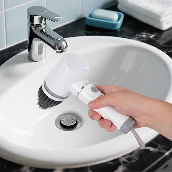 Spazzola elettrica con 6 accessori, batteria ricaricabile (5W): potente e senza fili