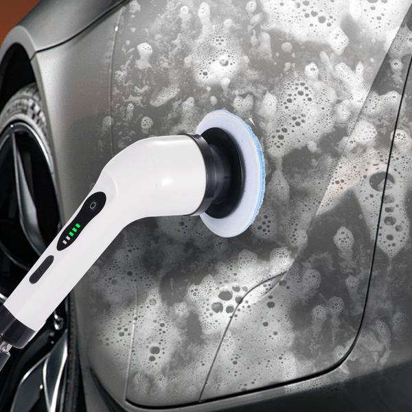 Electric cleaning brush with 9 brush heads, telescopic handle, rechargeable battery, 7.2 watts - Cordless & powerful - For effortless cleaning of bathrooms, kitchens & outdoor areas