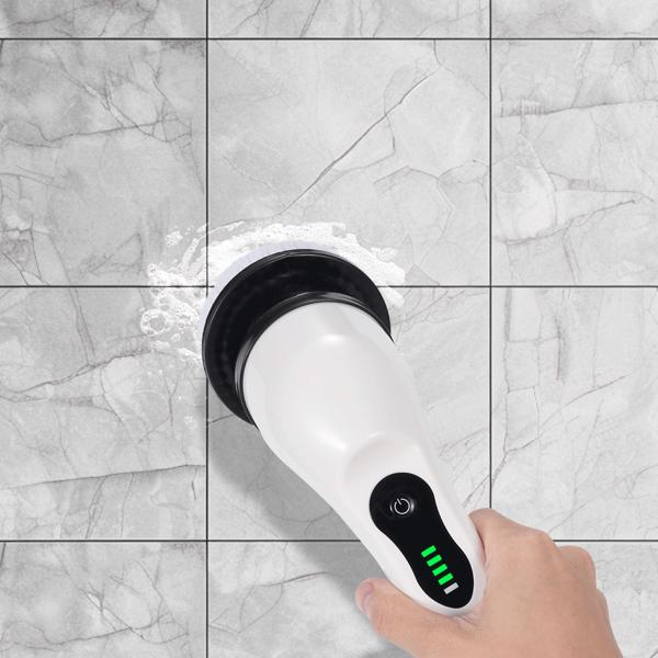 Electric cleaning brush with 9 brush heads, telescopic handle, rechargeable battery, 7.2 watts - Cordless & powerful - For effortless cleaning of bathrooms, kitchens & outdoor areas