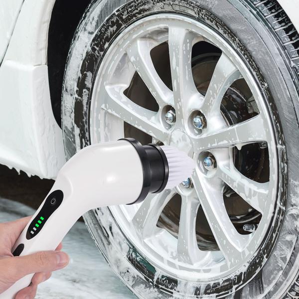 Electric cleaning brush with 9 brush heads, telescopic handle, rechargeable battery, 7.2 watts - Cordless & powerful - For effortless cleaning of bathrooms, kitchens & outdoor areas