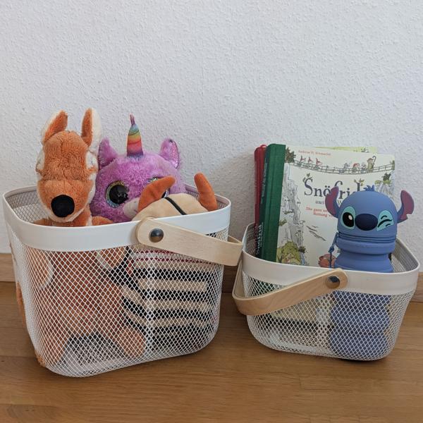 Elegante Metall Drahtkörbe Weiss mit Holzgriff: 2er-Set Aufbewahrungskörbe für Küche & Bad – Praktisch & Dekorativ