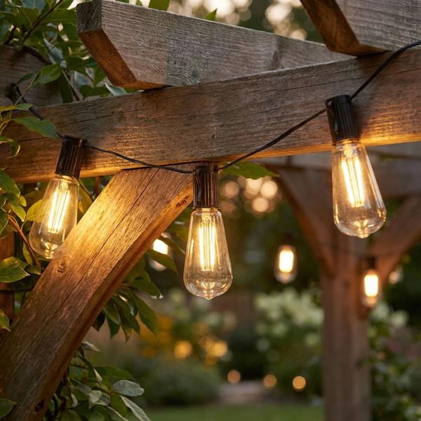 Solar LED light chain with 10 warm white LED bulbs, 3.35 m, weatherproof, 2 light modes, for garden, balcony & terrace