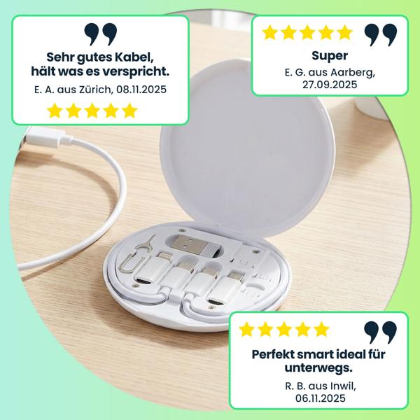 Multi-Ladekabel-Set: USB-Ladeadapter, universell & schnell – Ein praktisches Reise-Ladegerät für alle Smartphones & Tablets, Universal-Ladekit