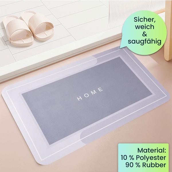 Anti-Rutsch Badezimmerteppich 60x40 cm: Sichere, weiche & saugfähige Badezimmermatte – Schluss mit rutschigen Fliesen im Bad & Dusche