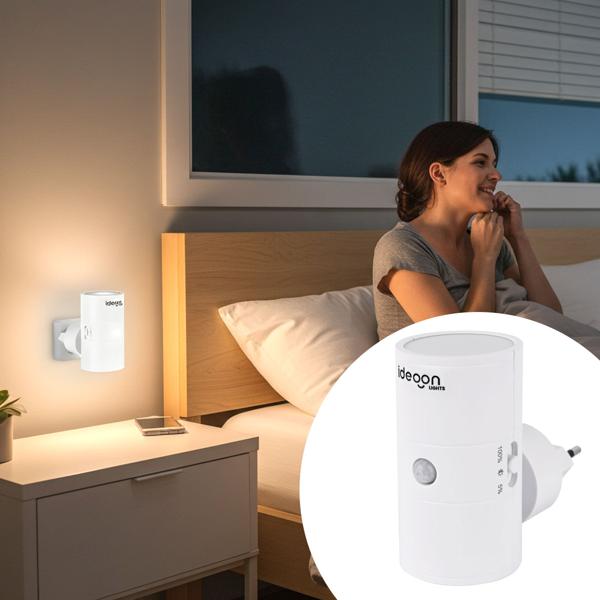 Socket night light white dimmable: Intelligent night light with PIR & twilight sensor for safe orientation in the dark