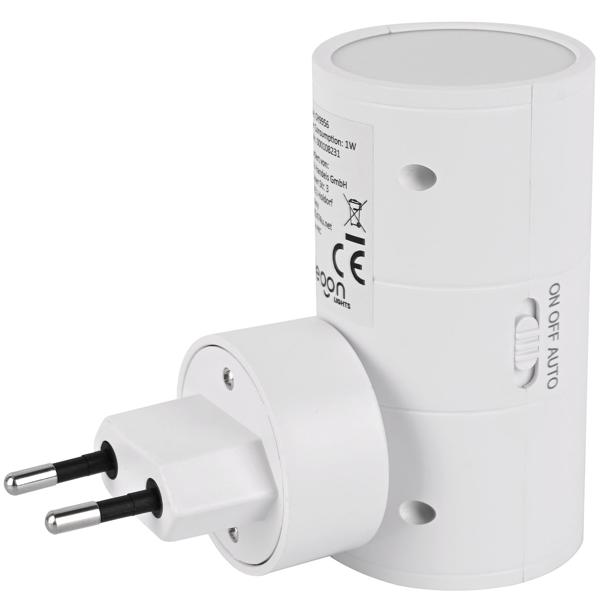 2er-Set Steckdosen Nachtlicht Weiss dimmbar: Intelligente Nachtlampe mit PIR & Dämmerungssensor für sichere Orientierung im Dunkeln