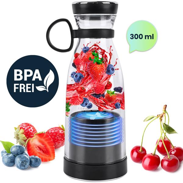 Frullatore mobile da 300 ml, batteria ricaricabile: elettrico, compatto e potente - il tuo integratore portatile di vitamine per il fitness e il tempo libero