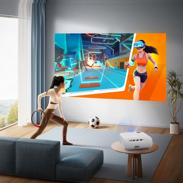 Projecteur Home Cinéma Full-HD 1080p - Streaming 5G WiFi & Bluetooth - Haut-parleurs 3W - Télécommande - Applications préinstallées Netflix YouTube