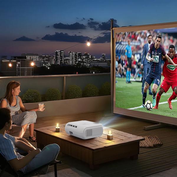 Projecteur Home Cinéma Full-HD 1080p - Streaming 5G WiFi & Bluetooth - Haut-parleurs 3W - Télécommande - Applications préinstallées Netflix YouTube