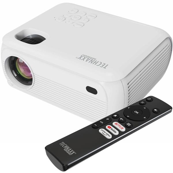 Projecteur Home Cinéma Full-HD 1080p - Streaming 5G WiFi & Bluetooth - Haut-parleurs 3W - Télécommande - Applications préinstallées Netflix YouTube