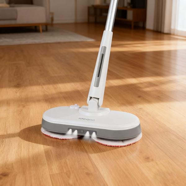 Cordless floor polisher with water tank: 30W power & 40 min runtime, telescopic handle - Perfect for large areas, tiles, laminate