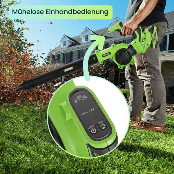 20V Akku-Laubbläser: Das Handheld 4 in 1 Kraftpaket für mühelose Gartenarbeit und schnelle Reinigung - Perfekt für Haus, Garten und Terrasse