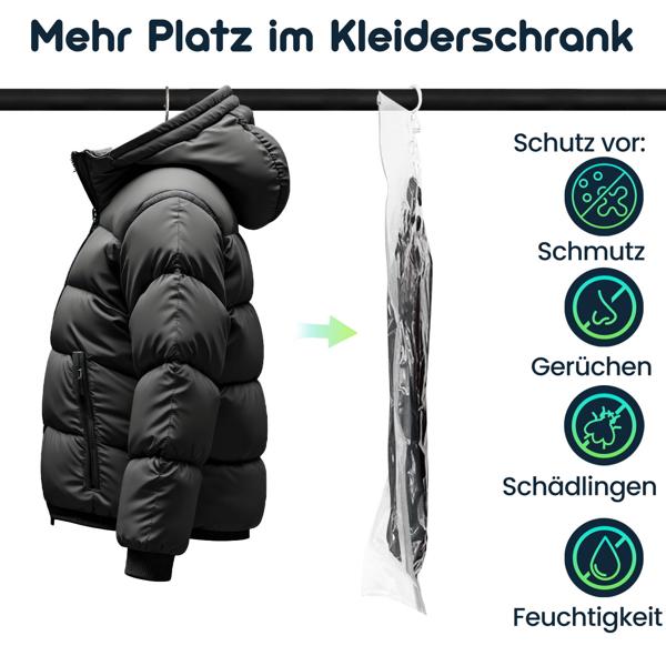 4er-Set Vakuum-Beutel mit Kleiderhaken, 67 x 90 cm: Ein effiziente Kleiderhülle für Bettwäsche & Kleidung - Schützen Sie Ihre Textilien