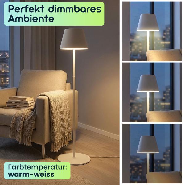 Moderne höhenverstellbare LED-Stehlampe, dimmbar, weiss, 50/90/130 cm- elegantes Stimmungslicht für Wohnzimmer, Schlafzimmer, Büro und Aussenbereich