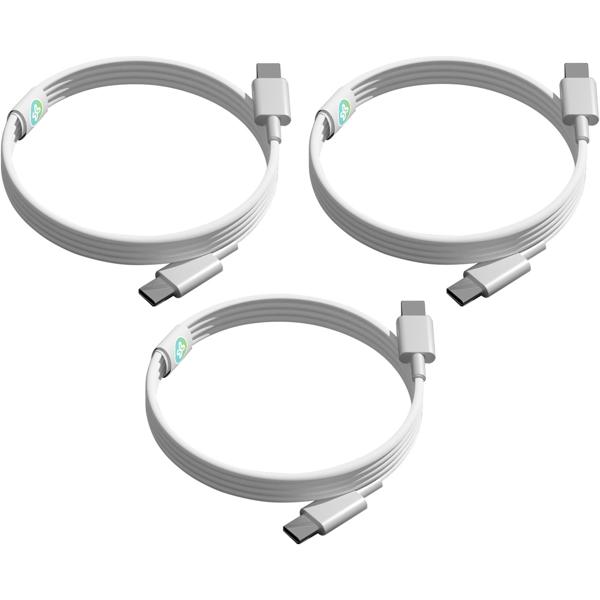 3 câbles de chargement USB-C, blancs, 1,5 m: charge rapide pour smartphone, tablette et ordinateur portable – robustes, souples et fiables – pour Samsung, Xiaomi, iPad, iPhone et plus