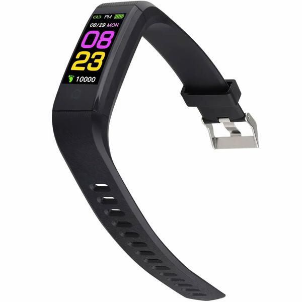 Elegant, slim fitness watch, color display (black) - heart rate, sleep, steps & Bluetooth - fitness tracker wristband for precise activity data