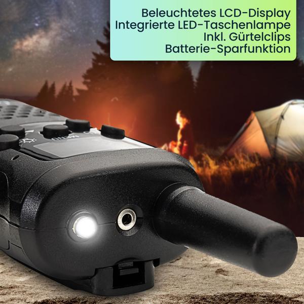 2er-Set PMR-Funkgerät mit VOX & Taschenlampe, 10km Reichweite