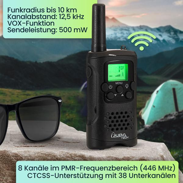 2er-Set PMR-Funkgerät mit VOX & Taschenlampe, 10km Reichweite
