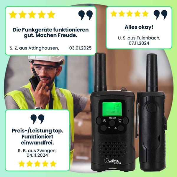 2er-Set PMR-Funkgerät mit VOX & Taschenlampe, 10km Reichweite