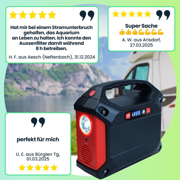 Tragbare Powerstation & Solar-Generator mit 155 Wh, 230V & 12V, 180 Watt