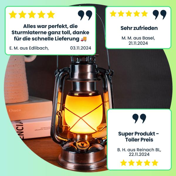 LED-Sturmlaterne mit authentischer Flammenoptik, bronze, H 25 cm