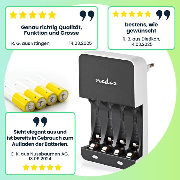 4er-Set NiMH-Akkus Typ AAA + GRATIS: Ladegerät für 4 Akkus