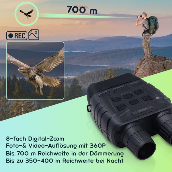 Binokulares Nachtsichtgerät mit 4k-Videokamera, bis 700m IR-Sichtweite