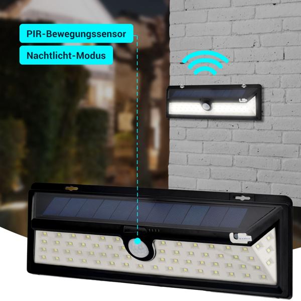 2er-Set Wandleuchte, mit Solarpanel, mit Bewegungs-Sensor, 800 Lumen, 13,2 Watt