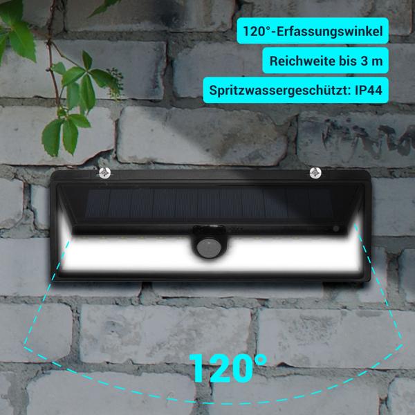 2er-Set Wandleuchte, mit Solarpanel, mit Bewegungs-Sensor, 800 Lumen, 13,2 Watt