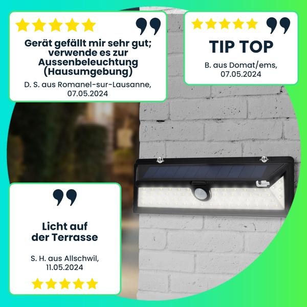 2er-Set Wandleuchte, mit Solarpanel, mit Bewegungs-Sensor, 800 Lumen, 13,2 Watt