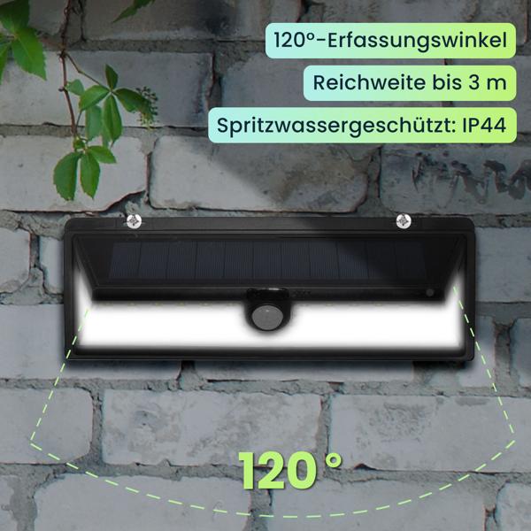 2er-Set Wandleuchte, mit Solarpanel, mit Bewegungs-Sensor, 800 Lumen, 13,2 Watt
