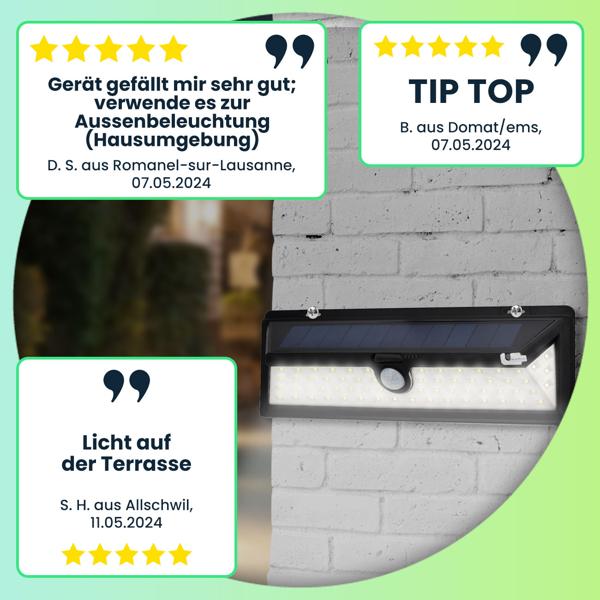 2er-Set Wandleuchte, mit Solarpanel, mit Bewegungs-Sensor, 800 Lumen, 13,2 Watt