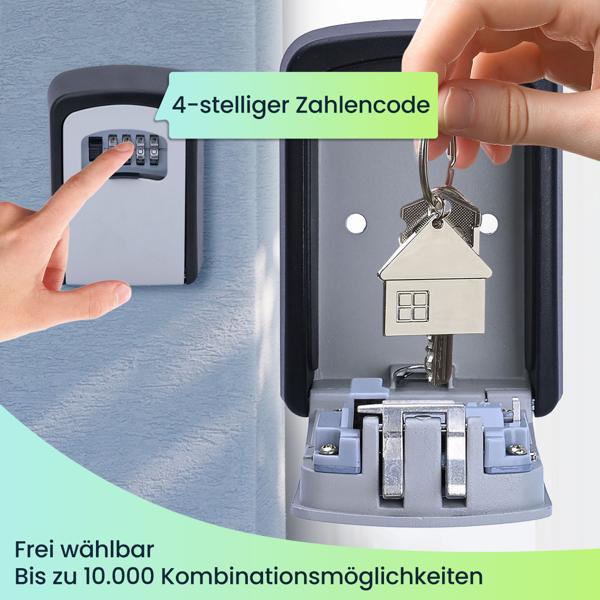Mini Schlüssel-Safe mit Zahlenschloss für drinnen und draussen