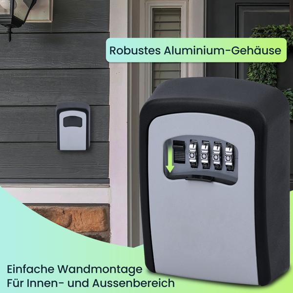 Mini Schlüssel-Safe mit Zahlenschloss für drinnen und draussen