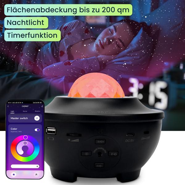 Laser-Sternenhimmel-Projektor mit Bluetooth Lautsprecher, Sprachsteuerung & App