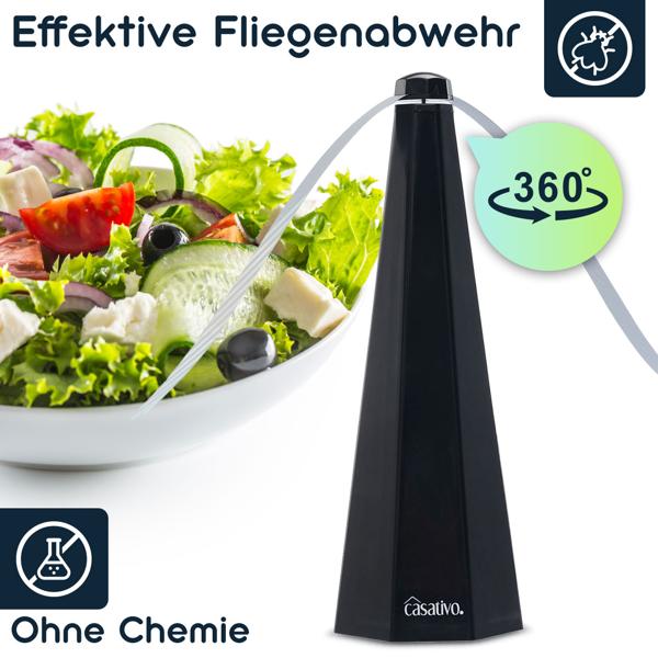 Mobiler 2-Flügel Insektenvertreiber Batterie & USB: Sanfte, effektive Fliegenabwehr für Tisch & unterwegs, flexibel beim Essen & Outdoor