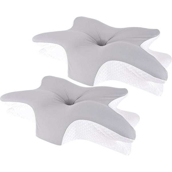 Set di 2 cuscini premium in memory foam per chi dorme sul fianco, sulla schiena e sulla pancia – cuscino cervicale ergonomico con fodera lavabile per un sonno migliore