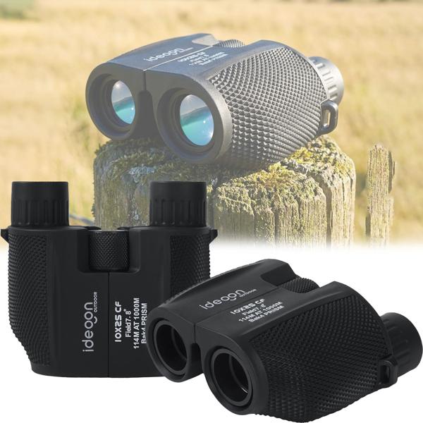 Set of 2 compact mini binoculars 10x25: compact field glasses for hunting, hiking & outdoor. With low-light vision, BAK4 prism & pouch – ideal for adults & children