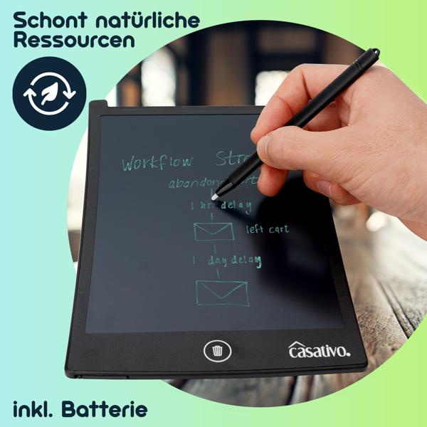 1 + 1 GRATIS: LCD-Schreibtafel (21,5 cm) mit präzisem Eingabestift Notizen & Skizzen, inkl. Batterie im 2er-Set