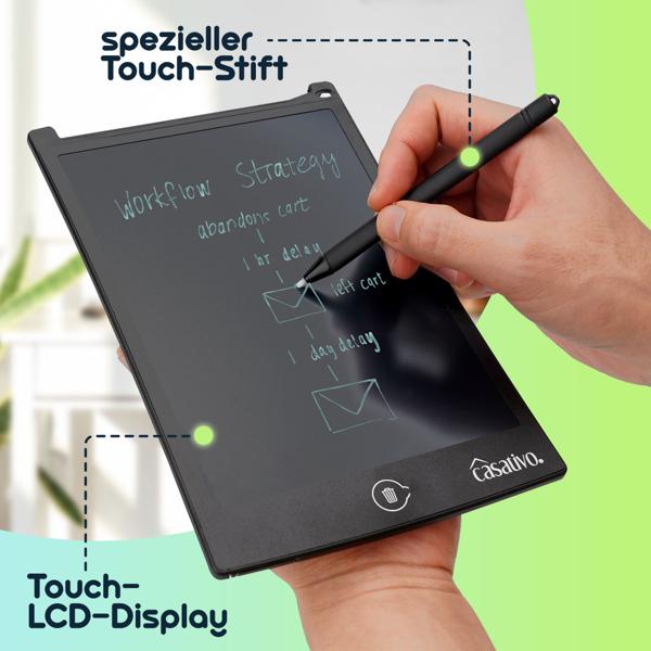 1 + 1 GRATIS: LCD-Schreibtafel (21,5 cm) mit präzisem Eingabestift Notizen & Skizzen, inkl. Batterie im 2er-Set