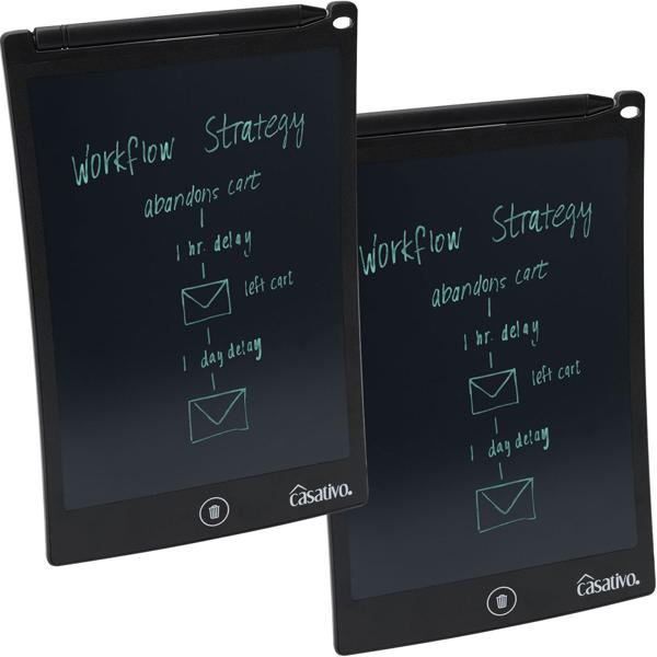 1 + 1 FREE: LCD writing tablet (21.5 cm) with precision stylus for notes & sketches, including battery, set of 2