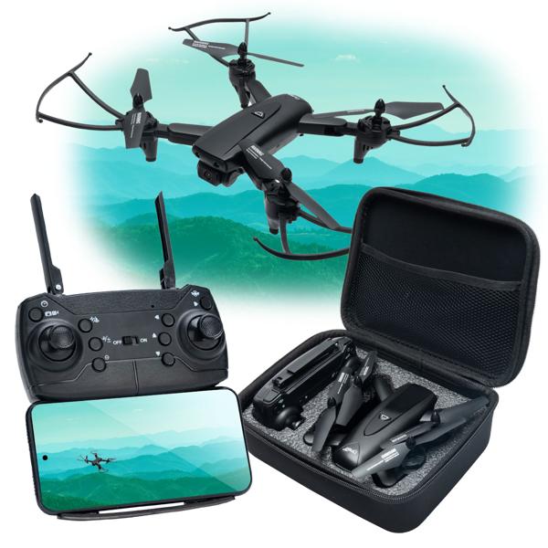 WiFi FPV quadrocopter drone, foldable, HD camera, OpticalFlow, app