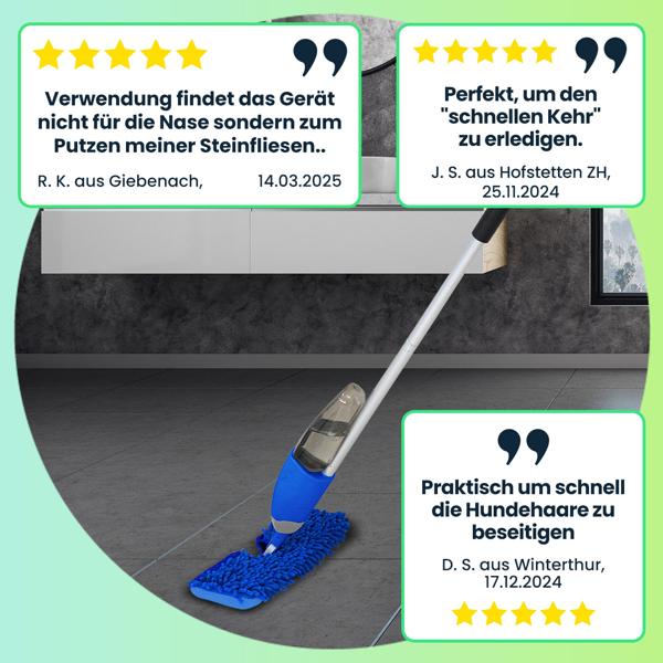 2er-Set Bodenwischer nass & trocken mit Sprühfunktion, FastSwap, Wassertank 700 ml