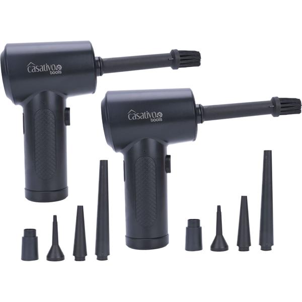 set of 2 powerful cordless air blowers for cleaning & inflating, 7kPa, incl. 5 attachments, compact & versatile, ideal for car, household & outdoor use